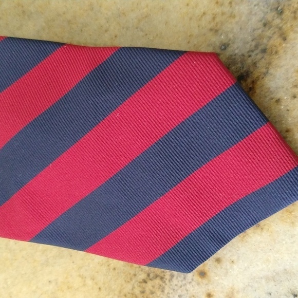 Jo's A Bank men's silk repp tie red navy stripe patriotic luxury designer USA - Picture 2 of 5